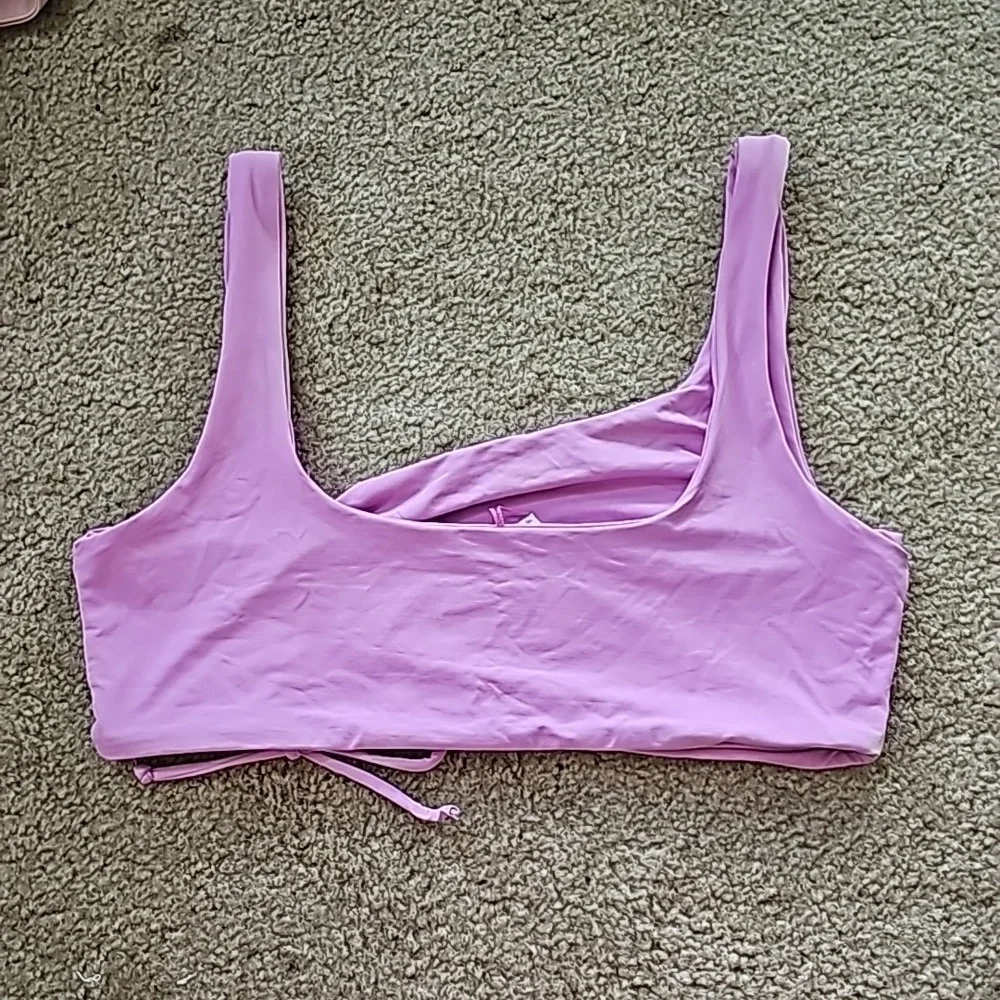 L Space Wilder Square Neck Bikini Top Lavender Extra Large